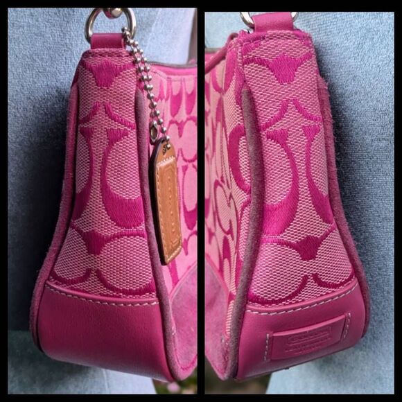 Coach Y2K Signature C Hot Pink Demi Canvas Leather Shoulder Bag. 6094 - Picture 5 of 8